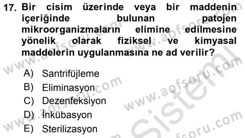 Viroloji Dersi 2019 - 2020 Yılı (Vize) Ara Sınav Soruları 17. Soru