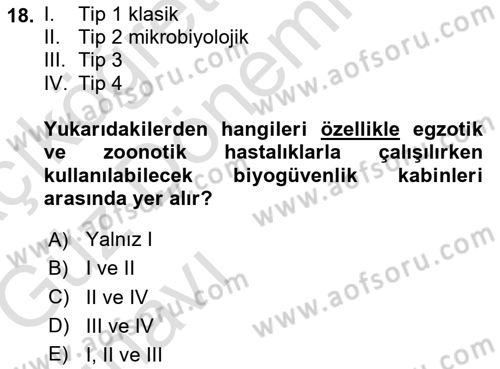 Viroloji Dersi 2019 - 2020 Yılı (Vize) Ara Sınavı 18. Soru