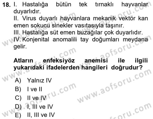 Viroloji Dersi 2020 - 2021 Yılı Yaz Okulu Sınav Soruları 18. Soru