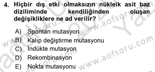 Viroloji Dersi 2020 - 2021 Yılı Yaz Okulu Sınavı 4. Soru