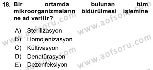 Viroloji Dersi 2021 - 2022 Yılı (Vize) Ara Sınavı 18. Soru