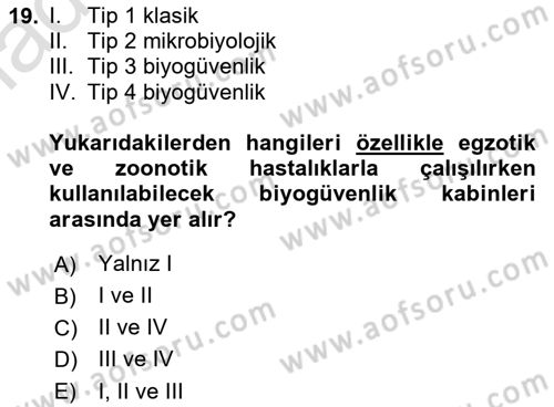 Viroloji Dersi 2021 - 2022 Yılı (Vize) Ara Sınav Soruları 19. Soru