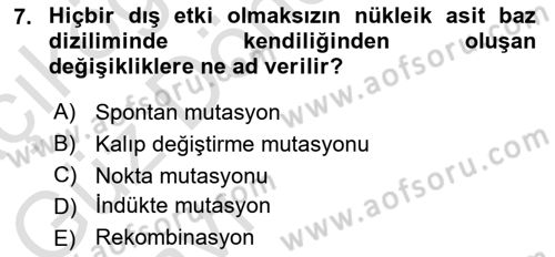 Viroloji Dersi 2021 - 2022 Yılı (Vize) Ara Sınavı 7. Soru