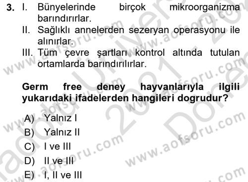 Viroloji Dersi 2021 - 2022 Yılı (Final) Dönem Sonu Sınav Soruları 3. Soru