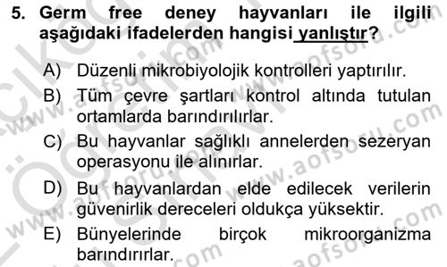 Viroloji Dersi 2021 - 2022 Yılı Yaz Okulu Sınav Soruları 5. Soru