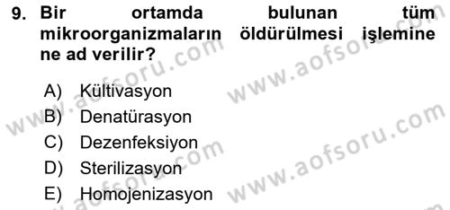 Viroloji Dersi 2021 - 2022 Yılı Yaz Okulu Sınav Soruları 9. Soru
