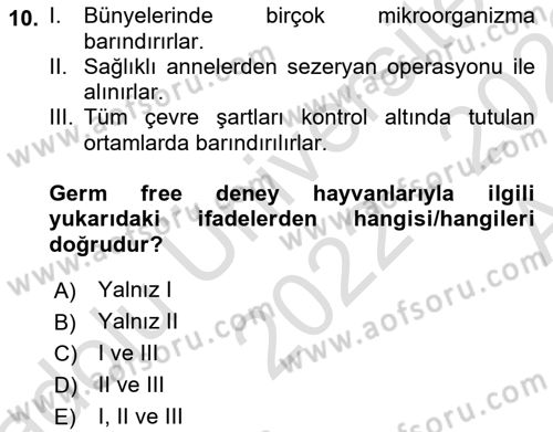 Viroloji Dersi 2022 - 2023 Yılı (Vize) Ara Sınav Soruları 10. Soru