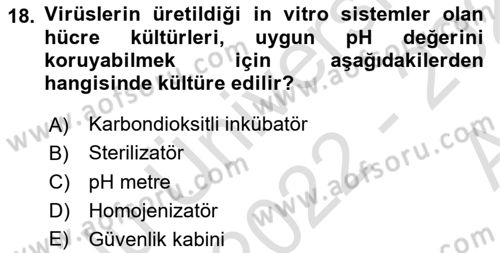 Viroloji Dersi 2022 - 2023 Yılı (Vize) Ara Sınavı 18. Soru