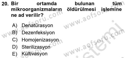 Viroloji Dersi 2022 - 2023 Yılı (Vize) Ara Sınavı 20. Soru