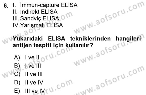 Viroloji Dersi 2022 - 2023 Yılı (Final) Dönem Sonu Sınav Soruları 6. Soru