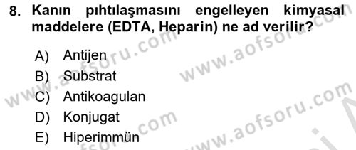 Viroloji Dersi 2022 - 2023 Yılı (Final) Dönem Sonu Sınavı 8. Soru