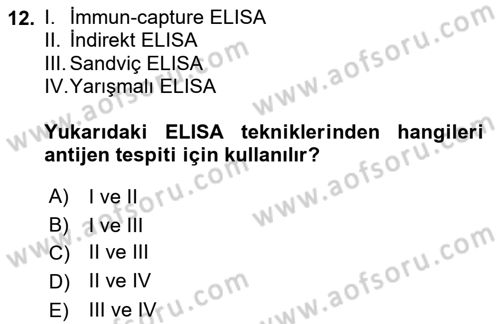 Viroloji Dersi 2022 - 2023 Yılı Yaz Okulu Sınavı 12. Soru