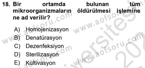 Viroloji Dersi 2023 - 2024 Yılı (Vize) Ara Sınavı 18. Soru