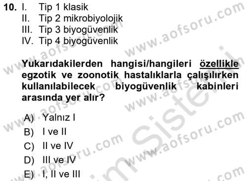 Viroloji Dersi 2023 - 2024 Yılı Yaz Okulu Sınav Soruları 10. Soru