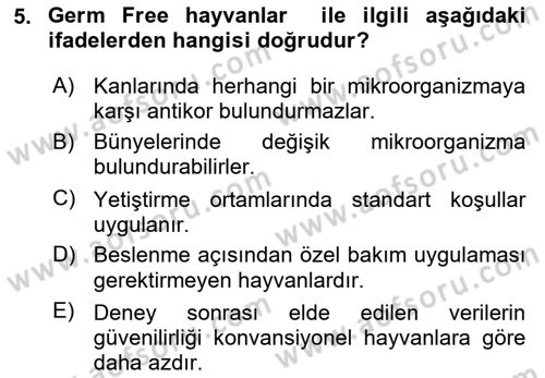 Viroloji Dersi 2023 - 2024 Yılı Yaz Okulu Sınav Soruları 5. Soru