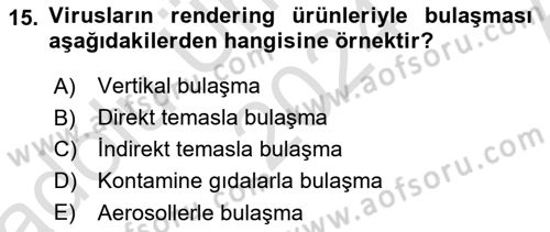 Viroloji Dersi Ara Sınavı Deneme Sınav Soruları 15. Soru