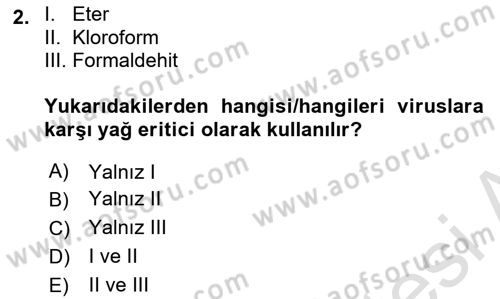 Viroloji Dersi 2024 - 2025 Yılı Yaz Okulu Sınav Soruları 2. Soru