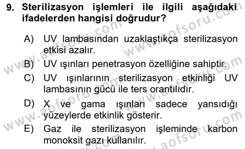 Viroloji Dersi 2024 - 2025 Yılı Yaz Okulu Sınav Soruları 9. Soru