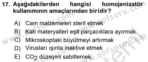 Viroloji Dersi 2025 - 2026 Yılı (Vize) Ara Sınav Soruları 17. Soru