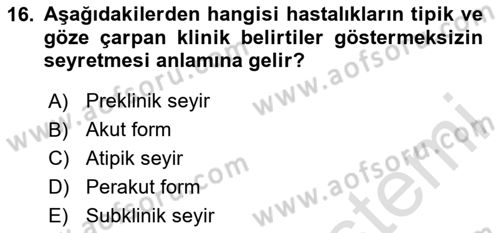 Viroloji Dersi 2025 - 2026 Yılı (Final) Dönem Sonu Sınav Soruları 16. Soru