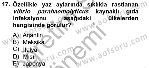 Gıda Güvenliğinin Temel Prensipleri Dersi 2012 - 2013 Yılı (Vize) Ara Sınav Soruları 17. Soru