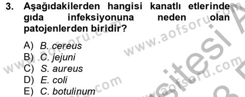 Gıda Güvenliğinin Temel Prensipleri Dersi 2012 - 2013 Yılı (Vize) Ara Sınav Soruları 3. Soru