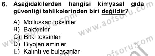Gıda Güvenliğinin Temel Prensipleri Dersi 2012 - 2013 Yılı (Vize) Ara Sınav Soruları 6. Soru