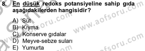 Gıda Güvenliğinin Temel Prensipleri Dersi 2012 - 2013 Yılı (Vize) Ara Sınav Soruları 8. Soru