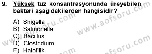 Gıda Güvenliğinin Temel Prensipleri Dersi 2012 - 2013 Yılı (Vize) Ara Sınav Soruları 9. Soru