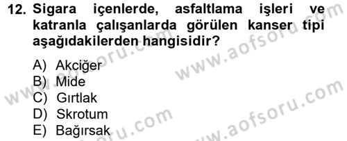 Gıda Güvenliğinin Temel Prensipleri Dersi 2012 - 2013 Yılı (Final) Dönem Sonu Sınav Soruları 12. Soru