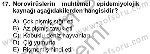 Gıda Güvenliğinin Temel Prensipleri Dersi 2012 - 2013 Yılı (Final) Dönem Sonu Sınav Soruları 17. Soru
