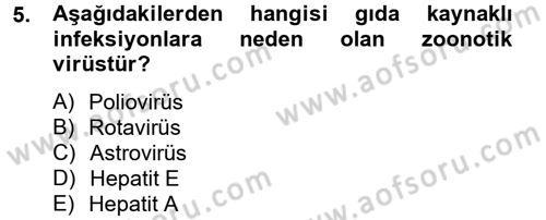 Gıda Güvenliğinin Temel Prensipleri Dersi 2012 - 2013 Yılı (Final) Dönem Sonu Sınav Soruları 5. Soru