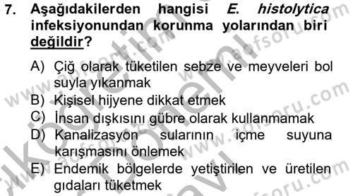 Gıda Güvenliğinin Temel Prensipleri Dersi 2012 - 2013 Yılı (Final) Dönem Sonu Sınav Soruları 7. Soru