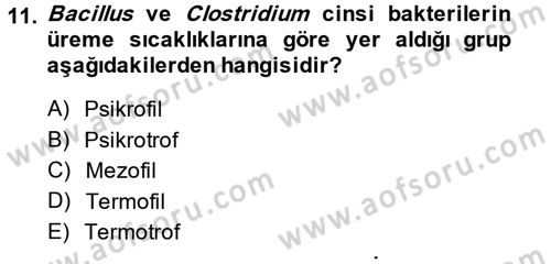 Gıda Güvenliğinin Temel Prensipleri Dersi 2013 - 2014 Yılı (Vize) Ara Sınav Soruları 11. Soru