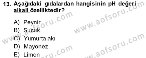 Gıda Güvenliğinin Temel Prensipleri Dersi 2013 - 2014 Yılı (Vize) Ara Sınav Soruları 13. Soru