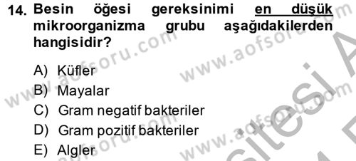 Gıda Güvenliğinin Temel Prensipleri Dersi 2013 - 2014 Yılı (Vize) Ara Sınav Soruları 14. Soru