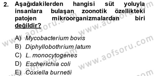 Gıda Güvenliğinin Temel Prensipleri Dersi 2013 - 2014 Yılı (Vize) Ara Sınav Soruları 2. Soru