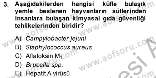 Gıda Güvenliğinin Temel Prensipleri Dersi 2013 - 2014 Yılı (Vize) Ara Sınav Soruları 3. Soru