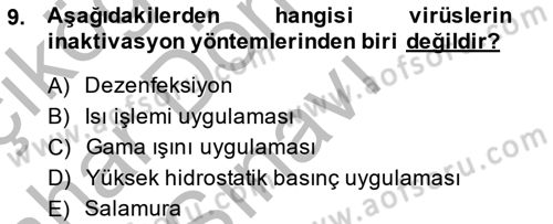 Gıda Güvenliğinin Temel Prensipleri Dersi 2013 - 2014 Yılı (Final) Dönem Sonu Sınav Soruları 9. Soru