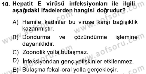Gıda Güvenliğinin Temel Prensipleri Dersi 2013 - 2014 Yılı Tek Ders Sınav Soruları 10. Soru