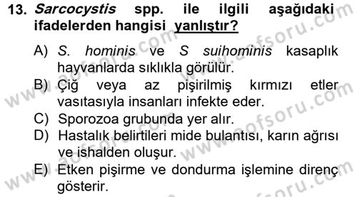 Gıda Güvenliğinin Temel Prensipleri Dersi 2013 - 2014 Yılı Tek Ders Sınav Soruları 13. Soru