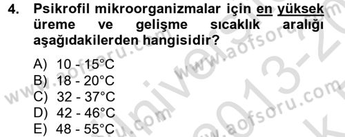 Gıda Güvenliğinin Temel Prensipleri Dersi 2013 - 2014 Yılı Tek Ders Sınav Soruları 4. Soru