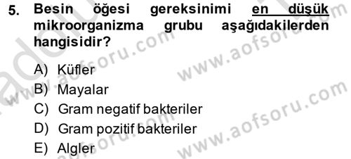 Gıda Güvenliğinin Temel Prensipleri Dersi 2013 - 2014 Yılı Tek Ders Sınav Soruları 5. Soru