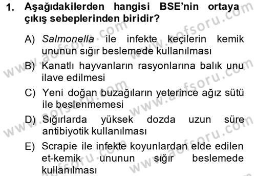 Gıda Güvenliğinin Temel Prensipleri Dersi 2014 - 2015 Yılı (Vize) Ara Sınav Soruları 1. Soru