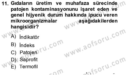 Gıda Güvenliğinin Temel Prensipleri Dersi 2014 - 2015 Yılı (Vize) Ara Sınav Soruları 11. Soru