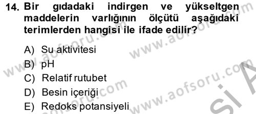 Gıda Güvenliğinin Temel Prensipleri Dersi 2014 - 2015 Yılı (Vize) Ara Sınav Soruları 14. Soru