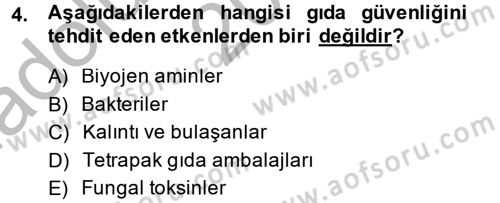 Gıda Güvenliğinin Temel Prensipleri Dersi 2014 - 2015 Yılı (Vize) Ara Sınav Soruları 4. Soru