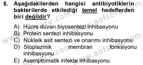 Gıda Güvenliğinin Temel Prensipleri Dersi 2014 - 2015 Yılı (Vize) Ara Sınav Soruları 5. Soru