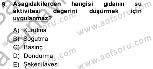 Gıda Güvenliğinin Temel Prensipleri Dersi 2014 - 2015 Yılı (Vize) Ara Sınav Soruları 9. Soru