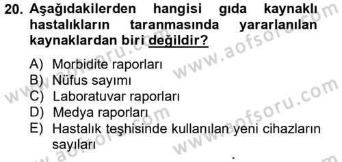 Gıda Güvenliğinin Temel Prensipleri Dersi 2014 - 2015 Yılı (Final) Dönem Sonu Sınav Soruları 20. Soru